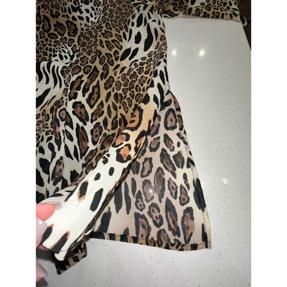 Ashley Stewart Plus Size Blouse Tunic Animal Print Black Brown 14 Boho mob wife - Picture 8 of 15